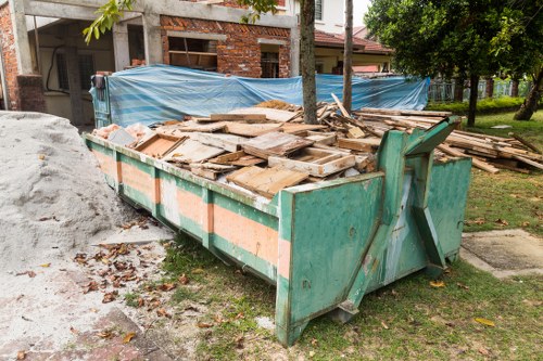 Professional rubbish removal team at work